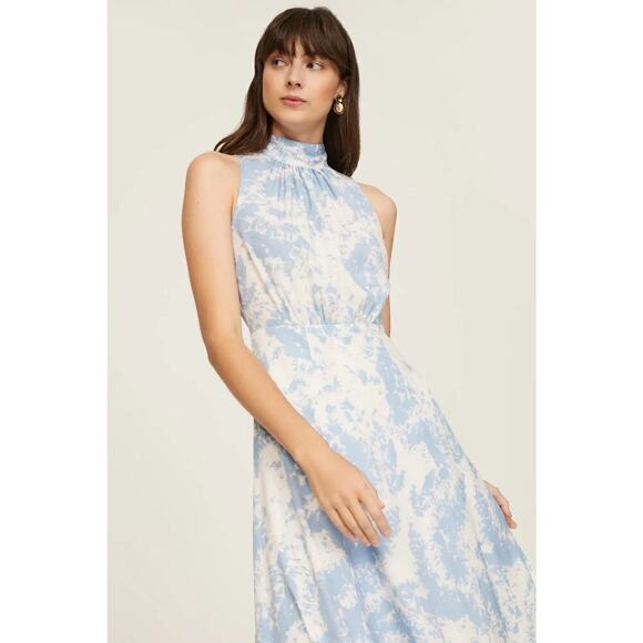Thakoon Collective Dress High Neck Sleeveless Midi Blue White Tie Dye Size 4 - Picture 4 of 11